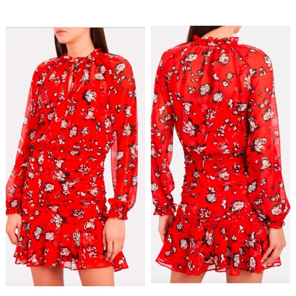 VERONICA BEARD Alena Ruched Floral Dress (D4) - Picture 1 of 11